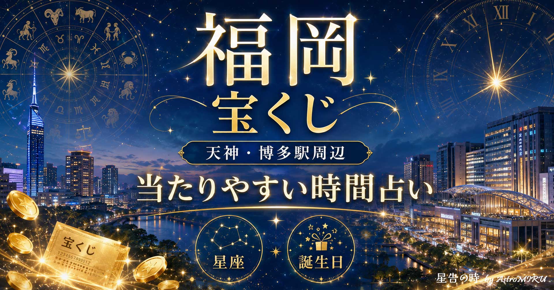 福岡市中心部で宝くじを買う今日の運勢とチャンスタイムの占い画像