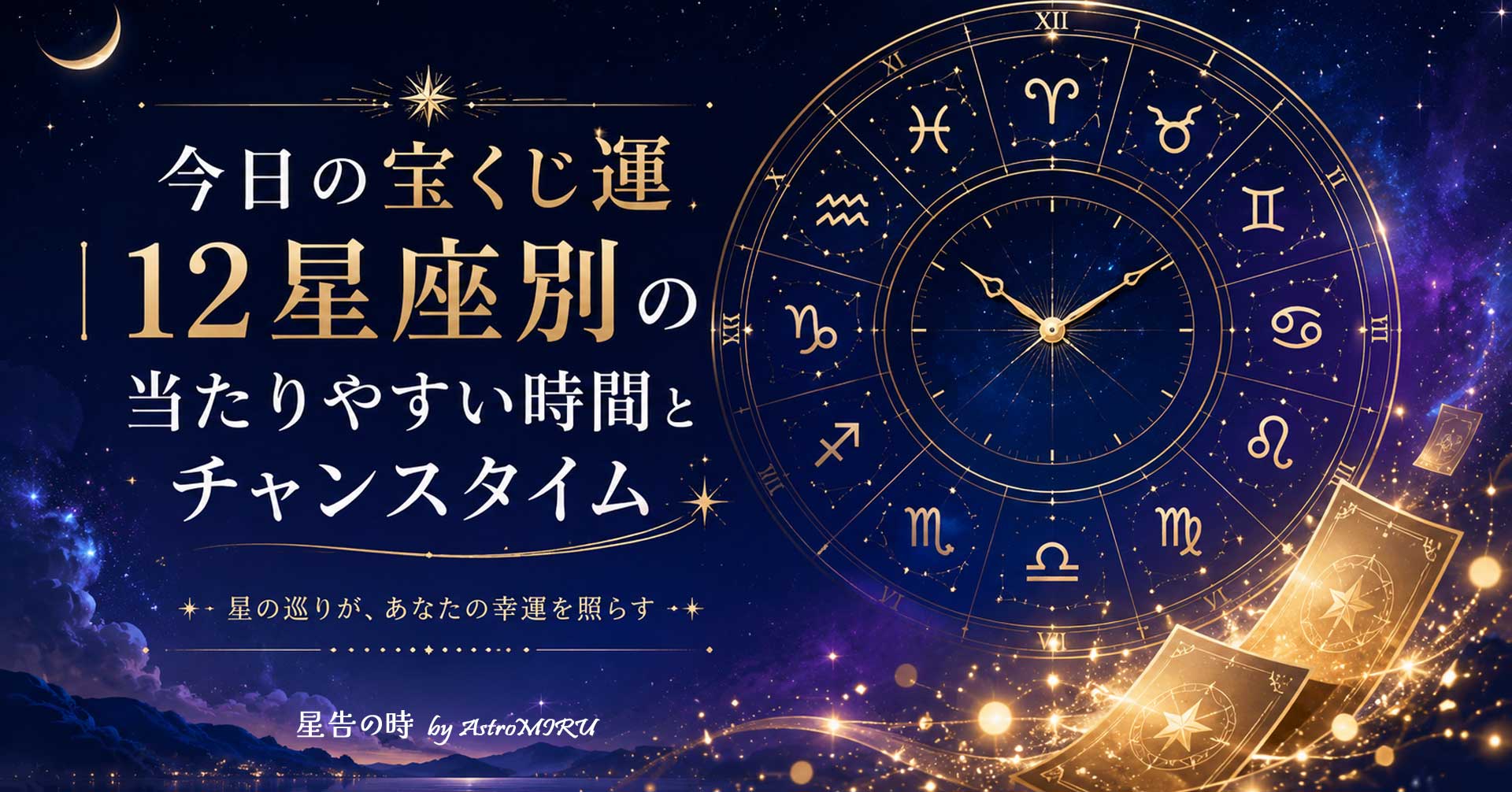 12星座と宝くじをイメージした開運ビジュアル
